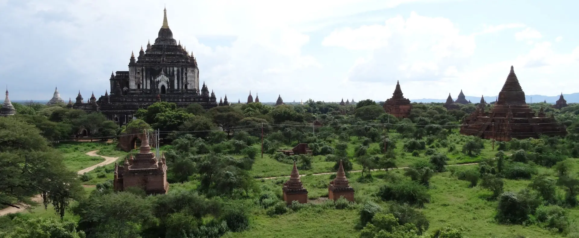 A field full of ancient Temples in Bagan, Myanmar