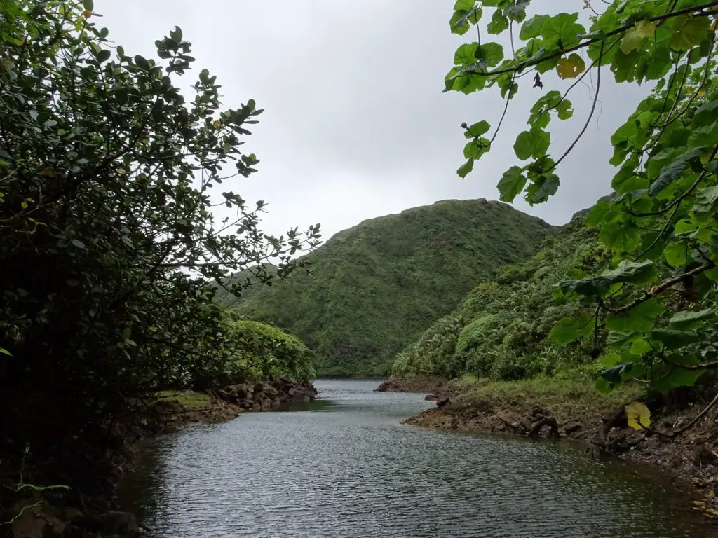 Boeri Lake - A mountain lake surrounded by green hills on Dominica