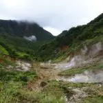 A view of the Valley of Desolation on Dominica, a caldera filled with sulphuric vapors
