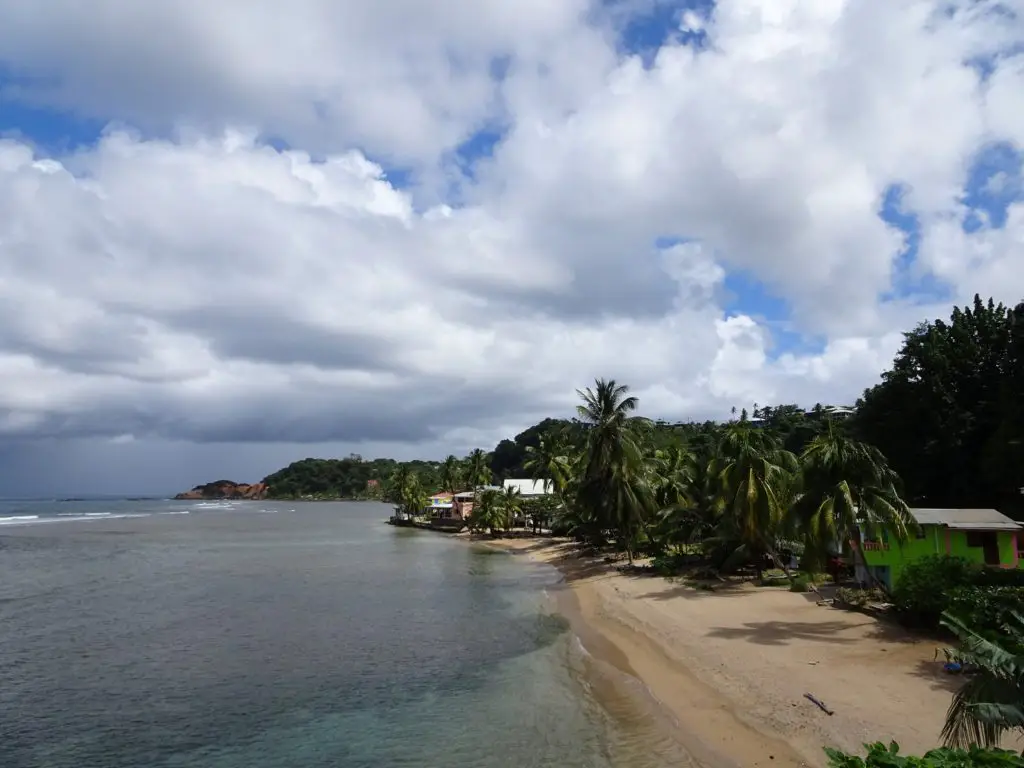 A tropical beach backed by coconut palms in Calibishie, Dominica