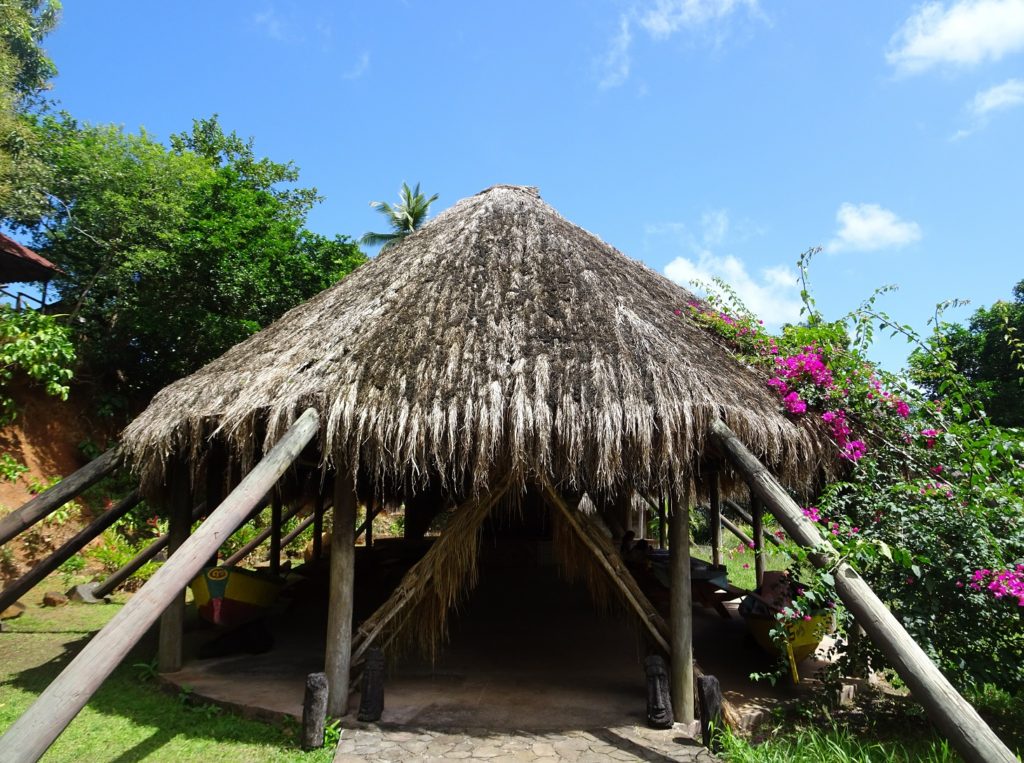 A traditional wooden Karbet building in the Kalinago Barana Auté on Dominica