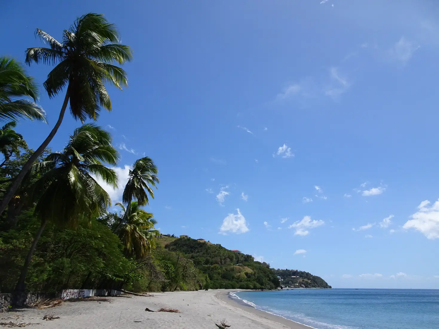 A view of Mero beach, a long black sand beach on Dominica