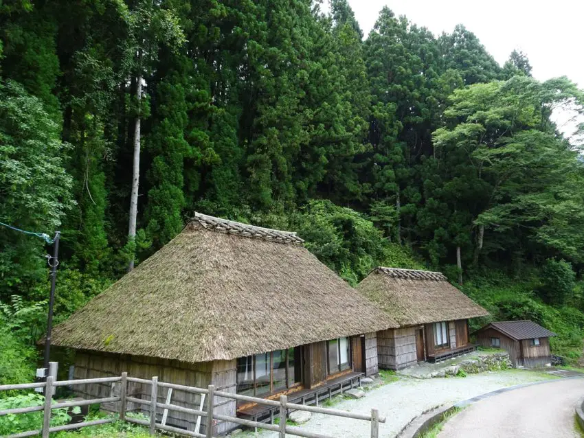 Traditional thatch-roofed buildings in Ochiai in Japans Iya Valley