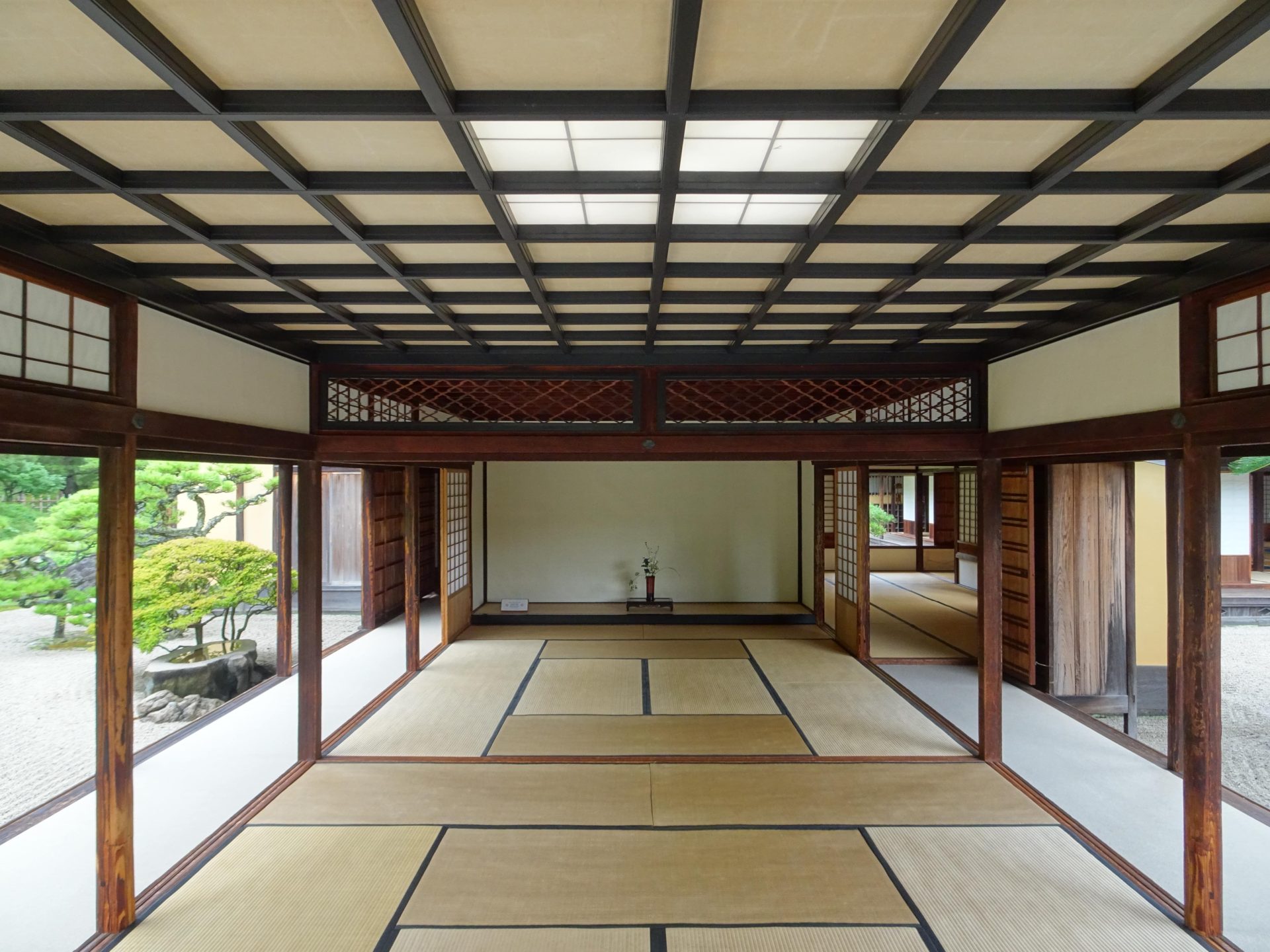 The interior of a tatami-matted tea house