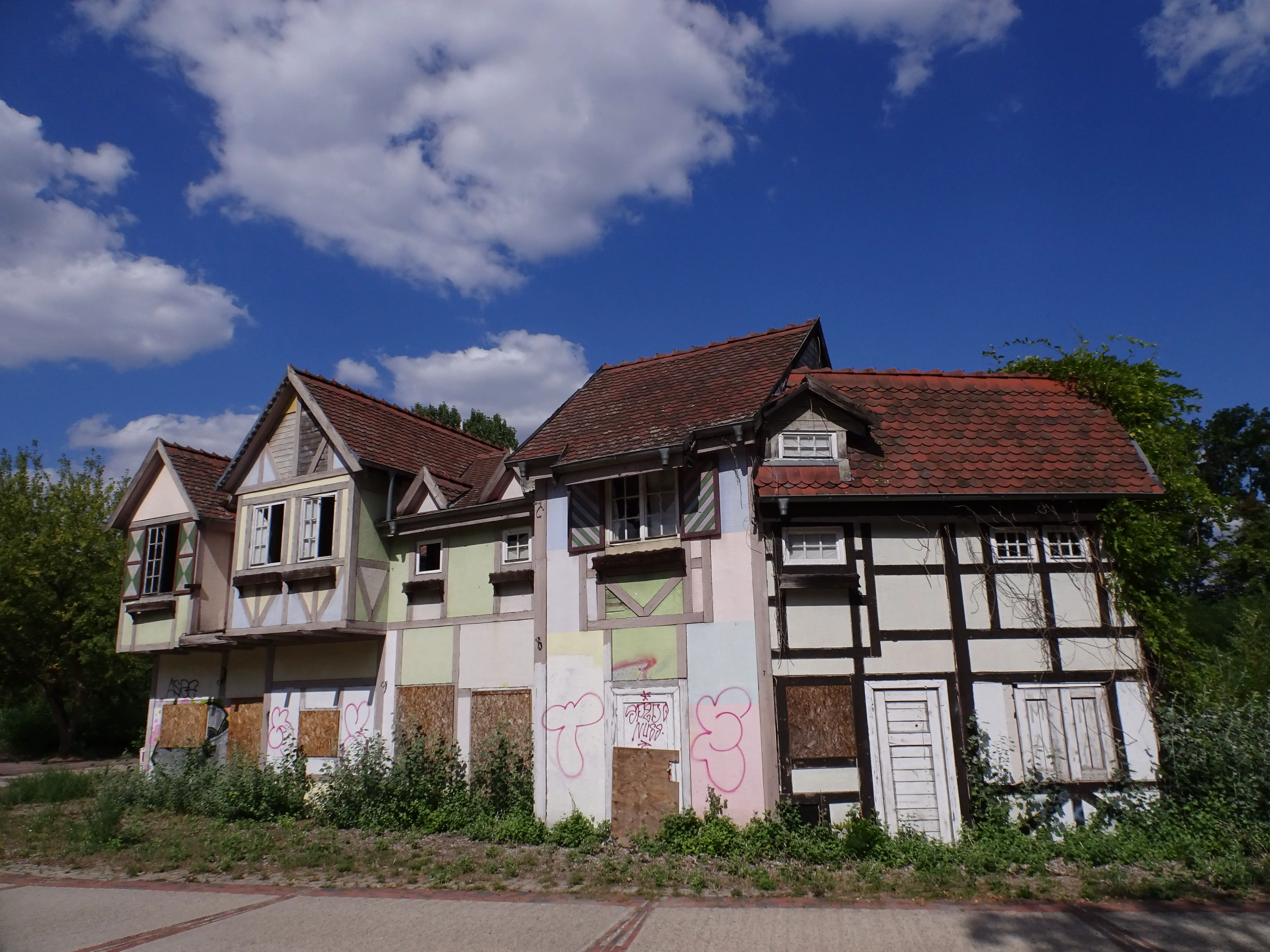 A small selection of dilapidated tudor style buildings