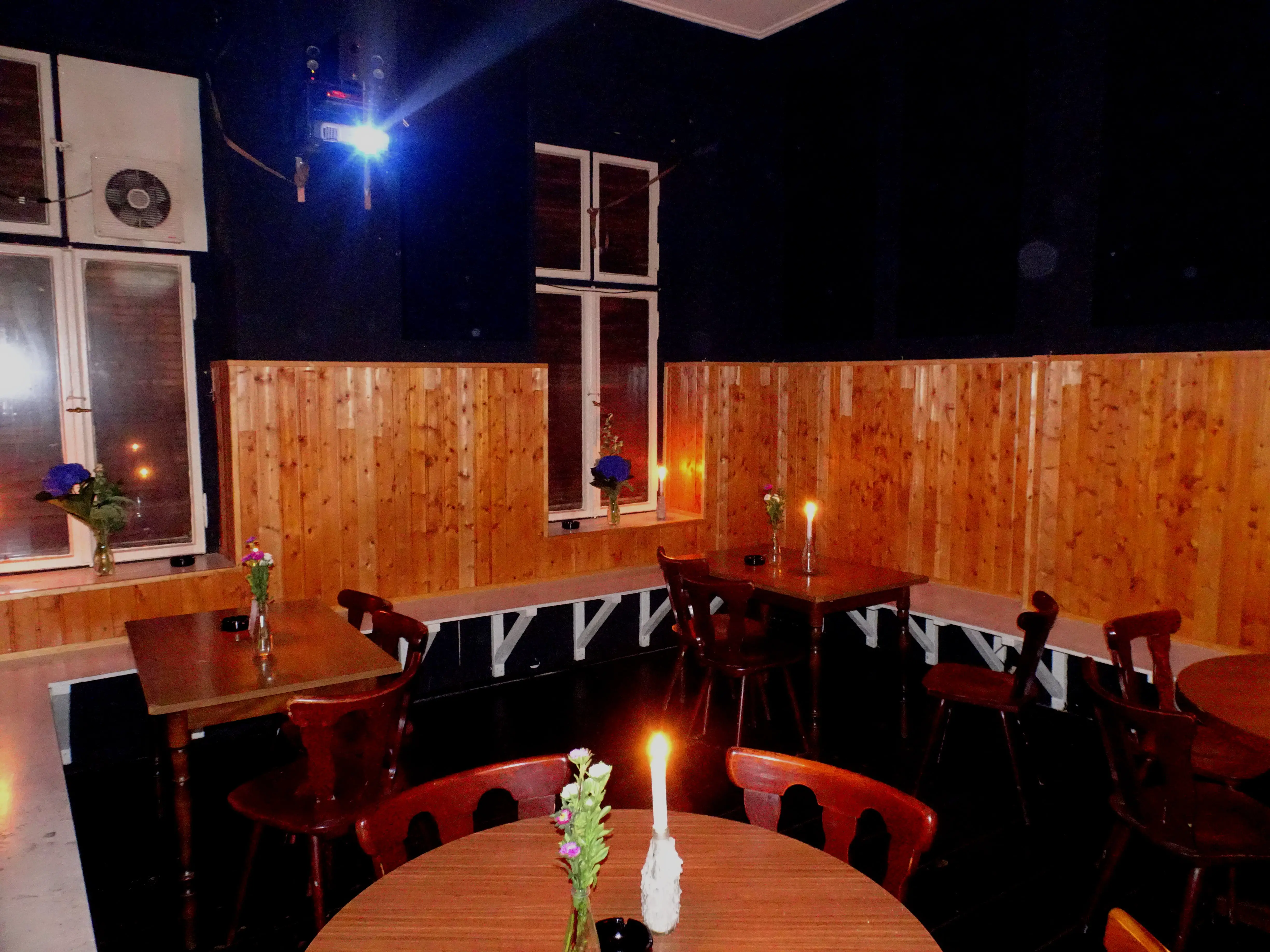 A wood-panelled restaurant interior devoid of people