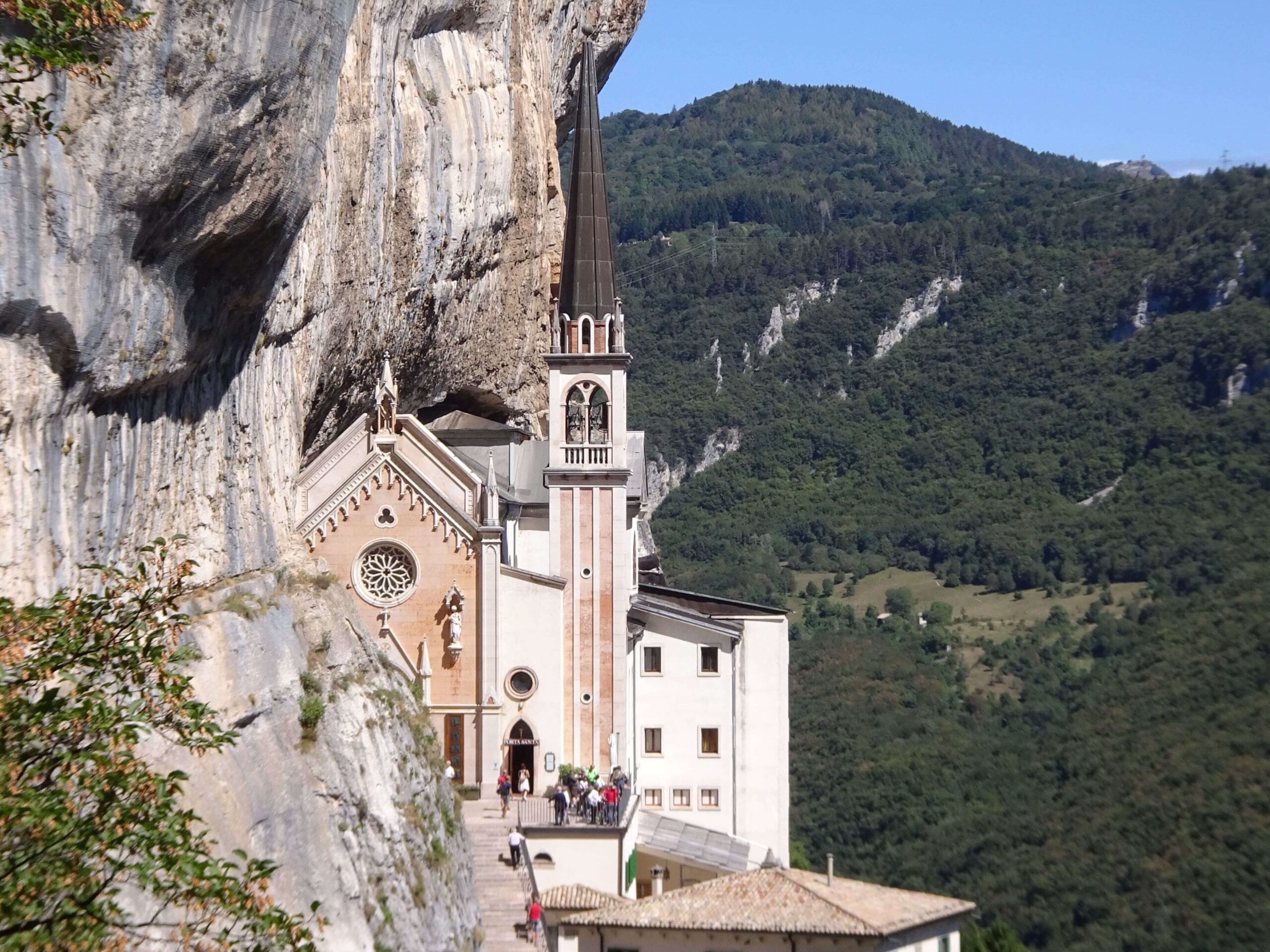 A church built into the cliff-face of a mountain