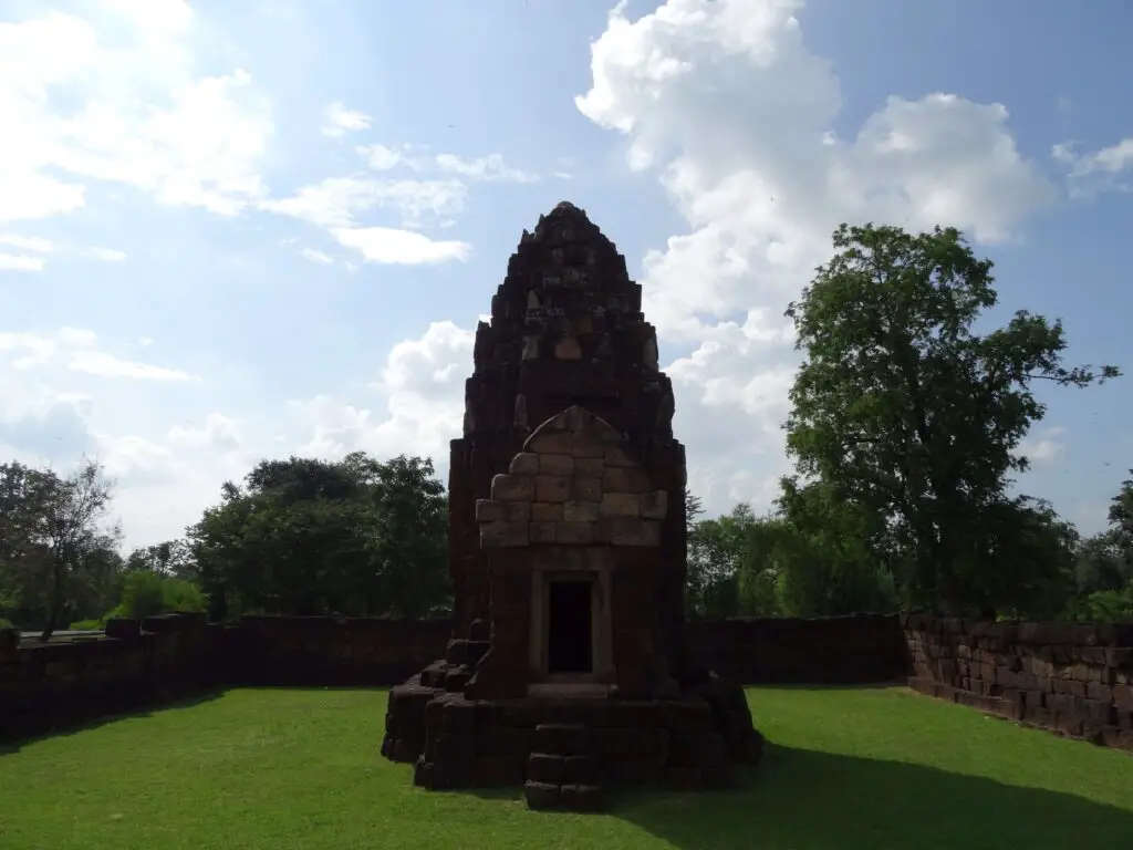 A stone tower in Khmer architectural style