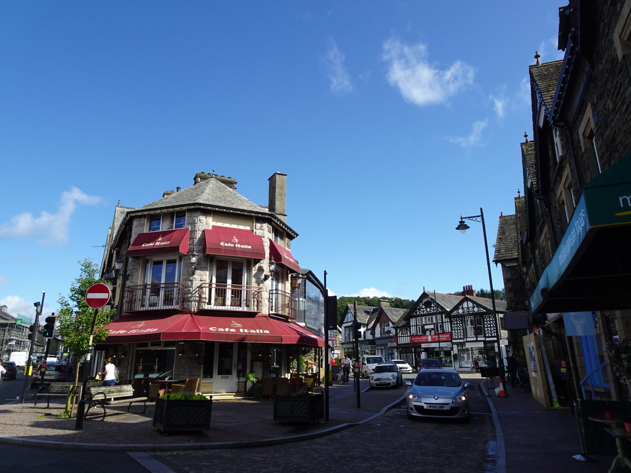 A quaint town street framed by half-timbered houses